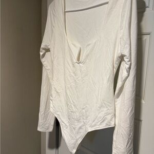 Good American Elegant White Long Sleeve Women's bodysuit